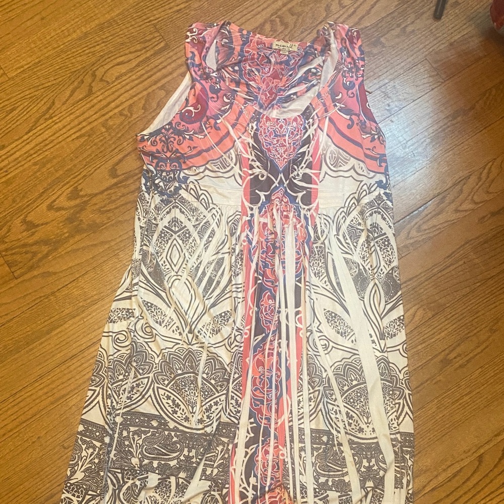 ONE WORLD Pink and Black Patterned Maxi Dress